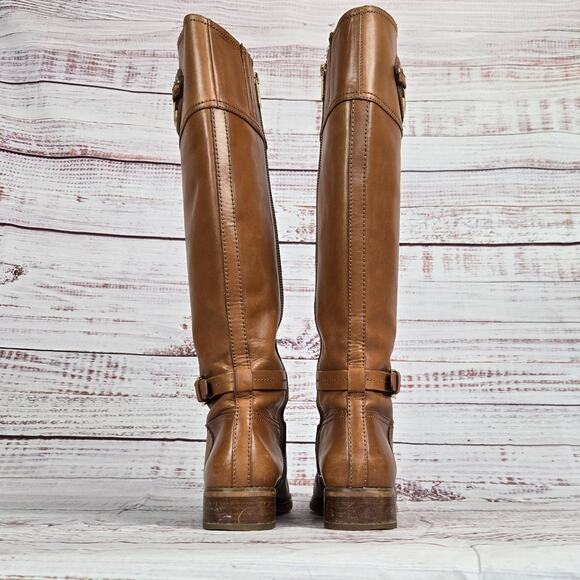 Michael Kors Womens Stockard Riding Boots 8M Brown Leather Knee Western Cowgirl - Picture 6 of 12